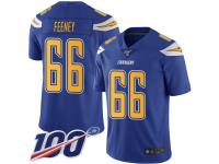 #66 Limited Dan Feeney Electric Blue Football Youth Jersey Los Angeles Chargers Rush Vapor Untouchable 100th Season