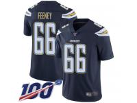 #66 Limited Dan Feeney Navy Blue Football Home Youth Jersey Los Angeles Chargers Vapor Untouchable 100th Season