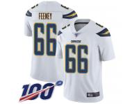 #66 Limited Dan Feeney White Football Road Youth Jersey Los Angeles Chargers Vapor Untouchable 100th Season