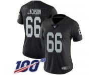 #66 Limited Gabe Jackson Black Football Home Women's Jersey Oakland Raiders Vapor Untouchable 100th Season