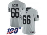 #66 Limited Gabe Jackson Silver Football Men's Jersey Oakland Raiders Inverted Legend 100th Season