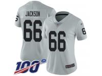 #66 Limited Gabe Jackson Silver Football Women's Jersey Oakland Raiders Inverted Legend 100th Season