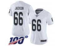 #66 Limited Gabe Jackson White Football Road Women's Jersey Oakland Raiders Vapor Untouchable 100th Season