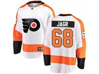 #68 Breakaway Jaromir Jagr White NHL Away Men's Jersey Philadelphia Flyers