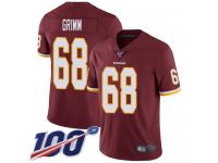#68 Limited Russ Grimm Burgundy Red Football Home Youth Jersey Washington Redskins Vapor Untouchable 100th Season