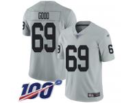#69 Limited Denzelle Good Silver Football Men's Jersey Oakland Raiders Inverted Legend 100th Season