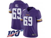 #69 Limited Rashod Hill Purple Football Home Men's Jersey Minnesota Vikings Vapor Untouchable 100th Season