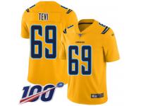 #69 Limited Sam Tevi Gold Football Youth Jersey Los Angeles Chargers Inverted Legend 100th Season