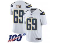 #69 Limited Sam Tevi White Football Road Men's Jersey Los Angeles Chargers Vapor Untouchable 100th Season