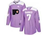 #7 Authentic Bill Barber Purple Adidas NHL Men's Jersey Philadelphia Flyers Fights Cancer Practice