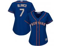 #7 Authentic Gregor Blanco Women's Royal Blue Baseball Jersey - Alternate Road New York Mets Cool Base