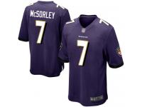 #7 Baltimore Ravens Trace McSorley Game Men's Home Purple Jersey Football