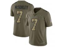 #7 Baltimore Ravens Trace McSorley Limited Men's Olive Camo Jersey Football 2017 Salute to Service