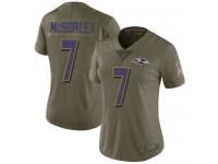 #7 Baltimore Ravens Trace McSorley Limited Women's Olive Jersey Football 2017 Salute to Service