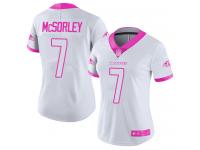 #7 Baltimore Ravens Trace McSorley Limited Women's White Pink Jersey Football Rush Fashion