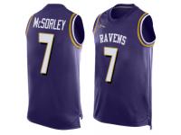 #7 Baltimore Ravens Trace McSorley Men's Purple Jersey Football Player Name & Number Tank Top