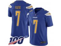 #7 Limited Doug Flutie Electric Blue Football Youth Jersey Los Angeles Chargers Rush Vapor Untouchable 100th Season