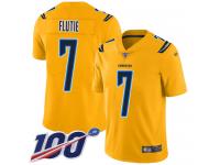 #7 Limited Doug Flutie Gold Football Youth Jersey Los Angeles Chargers Inverted Legend 100th Season