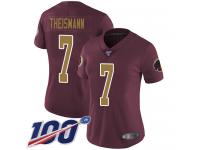 #7 Limited Joe Theismann Burgundy Red Football Alternate Women's Jersey Washington Redskins Vapor Untouchable 100th Season 80th Anniversary