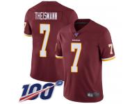 #7 Limited Joe Theismann Burgundy Red Football Home Men's Jersey Washington Redskins Vapor Untouchable 100th Season