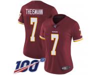 #7 Limited Joe Theismann Burgundy Red Football Home Women's Jersey Washington Redskins Vapor Untouchable 100th Season