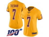 #7 Limited Joe Theismann Gold Football Women's Jersey Washington Redskins Rush Vapor Untouchable 100th Season