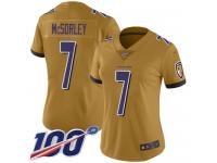 #7 Limited Trace McSorley Gold Football Women's Jersey Baltimore Ravens Inverted Legend 100th Season