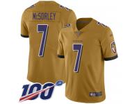 #7 Limited Trace McSorley Gold Football Youth Jersey Baltimore Ravens Inverted Legend 100th Season