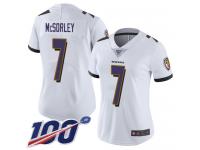 #7 Limited Trace McSorley White Football Road Women's Jersey Baltimore Ravens Vapor Untouchable 100th Season