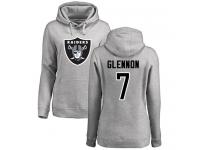 #7 Mike Glennon Ash Football Name & Number Logo Women's Oakland Raiders Pullover Hoodie