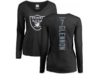 #7 Mike Glennon Black Football Backer Women's Oakland Raiders Long Sleeve T-Shirt