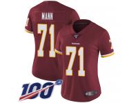 #71 Limited Charles Mann Burgundy Red Football Home Women's Jersey Washington Redskins Vapor Untouchable 100th Season