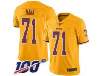 #71 Limited Charles Mann Gold Football Youth Jersey Washington Redskins Rush Vapor Untouchable 100th Season