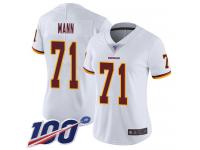 #71 Limited Charles Mann White Football Road Women's Jersey Washington Redskins Vapor Untouchable 100th Season