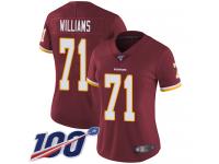 #71 Limited Trent Williams Burgundy Red Football Home Women's Jersey Washington Redskins Vapor Untouchable 100th Season