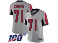 #71 Limited Wes Schweitzer Silver Football Men's Jersey Atlanta Falcons Inverted Legend Vapor Rush 100th Season