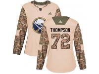 #72 Adidas Authentic Tage Thompson Women's Camo NHL Jersey - Buffalo Sabres Veterans Day Practice