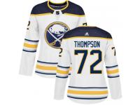 #72 Adidas Authentic Tage Thompson Women's White NHL Jersey - Away Buffalo Sabres