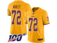 #72 Limited Dexter Manley Gold Football Men's Jersey Washington Redskins Rush Vapor Untouchable 100th Season