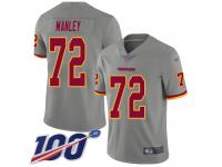#72 Limited Dexter Manley Gray Football Youth Jersey Washington Redskins Inverted Legend 100th Season