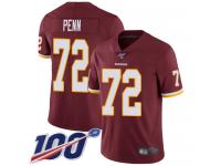 #72 Limited Donald Penn Burgundy Red Football Home Men's Jersey Washington Redskins Vapor Untouchable 100th Season