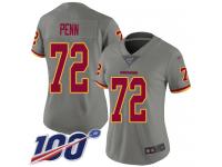 #72 Limited Donald Penn Gray Football Women's Jersey Washington Redskins Inverted Legend 100th Season