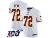 #72 Limited Donald Penn White Football Road Men's Jersey Washington Redskins Vapor Untouchable 100th Season