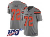 #72 Limited Eric Kush Gray Football Youth Jersey Cleveland Browns Inverted Legend 100th Season