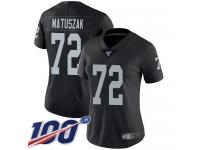 #72 Limited John Matuszak Black Football Home Women's Jersey Oakland Raiders Vapor Untouchable 100th Season