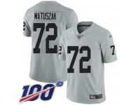#72 Limited John Matuszak Silver Football Men's Jersey Oakland Raiders Inverted Legend 100th Season