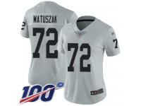 #72 Limited John Matuszak Silver Football Women's Jersey Oakland Raiders Inverted Legend 100th Season