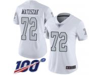 #72 Limited John Matuszak White Football Women's Jersey Oakland Raiders Rush Vapor Untouchable 100th Season