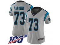 #73 Limited Greg Van Roten Silver Football Women's Jersey Carolina Panthers Inverted Legend Vapor Rush 100th Season