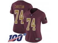 #74 Limited Geron Christian Burgundy Red Football Alternate Women's Jersey Washington Redskins Vapor Untouchable 100th Season 80th Anniversary